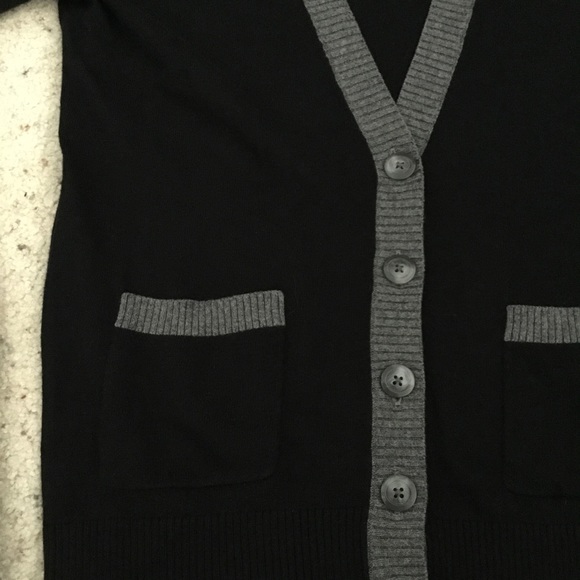 Old Navy Black Cardigan with Grey Trim M - Picture 2 of 5
